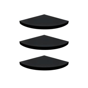 Imagem de Prateleira de Canto, Kit 03 Prateleiras de Canto Quina Nicho de Canto Sala Quarto Escritório Madeira Mdf, 15mm× 18cm×18cm(PRETO)