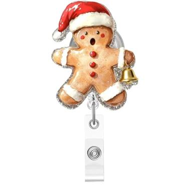 Imagem de Carretel de crachá de Natal, lindo crachá de acrílico para crachá de cartão de identificação, porta-crachá retrátil telescópico divertido, acessórios de clipe de jacaré para enfermeiras, trabalhadores