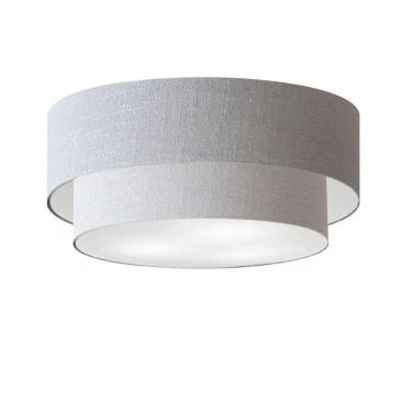 Imagem de Plafon Duplo Cilíndrico Vivare Md-3063 Cúpula Em Tecido 55x50cm - Bivolt Rustico-cinza 127/220v