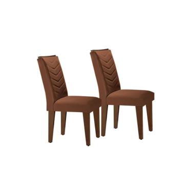 Imagem de Cadeira Sala De Jantar Londrina Madeira Kit 2 Un Capuccino/veludo Marrom - Rufato