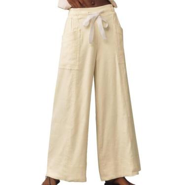 Imagem de Calças de linho Ainangua Maeve Wide Leg Palazzo para mulheres