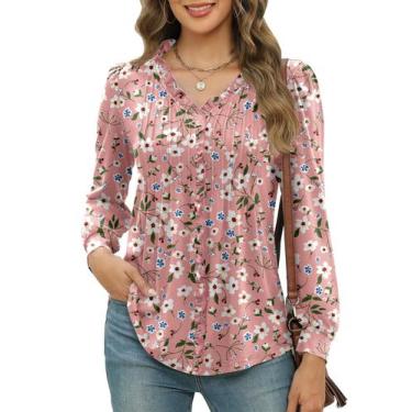 Imagem de Blusa feminina Micoson com decote em V e manga folhada, gola com babad