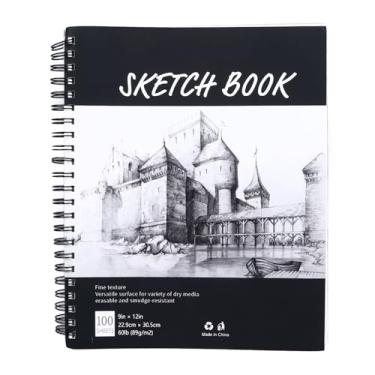 Imagem de Art Sketchbook Spiral Notebook 100 folhas 12 pol. de comprimento 9 pol. de largura apagável resistente a manchas para estudantes artistas esboçando desenho escrevendo diário