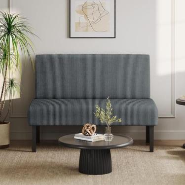 Imagem de Sofá Yaheetech Small Comfy Mini Loveseat de 2 lugares cinza escuro