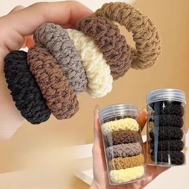 Imagem de 5 peças de corda de cabelo de borracha elástica alta durável elásticos elásticos conjunto de laços de cabelo acessórios de cabelo (5 peças preto)