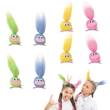 Imagem de MIUPOO Grampos de cabelo fofos pompons, acessórios de dia de cabelo louco para meninas, presilhas peculiares de monstrinho, grampos de cabelo de bico de pato de pelúcia, presilhas de cabelo
