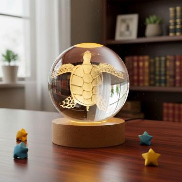 Imagem de Luminária De Mesa Bola De Cristal 3d Decoração Marinha