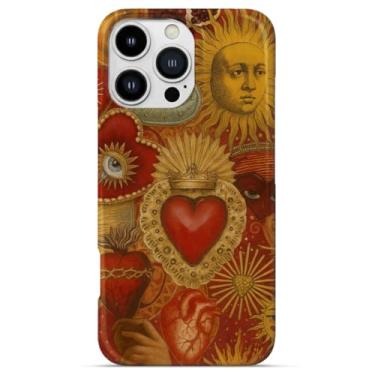 Imagem de GEQCDBN Capa para iPhone 16 Pro, capa protetora de TPU (poliuretano termoplástico) à prova de choque e estética com coração sagrado vermelho na moda para mulheres e meninas de 6,3 polegadas