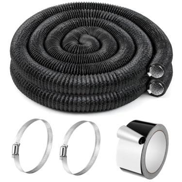 Imagem de Zonon Mangueira de ventilação para secadora de 10 cm x 30 m, duto de folha de alumínio flexível, não isolado, com grampos de aço inoxidável e fita de alumínio para tubos, aquecimento HVAC, ventilação
