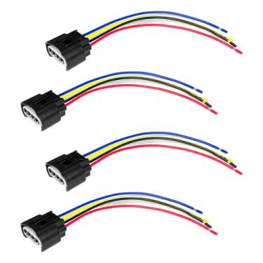 Imagem de HHZL Conector de bobina de ignição 4 peças, chicote de fiação de bobina de ignição de 4 portas, soquete de cabo de fio de alta tensão, plugue conector fêmea para Toyota Lexus Camry, substitui #90980