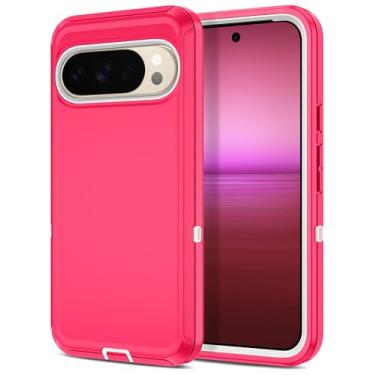 Imagem de I-HONVA Capa para Google Pixel 10 Pro XL, à prova de choque, à prova de poeira/queda, 3 camadas, proteção total [sem protetor de tela] Capa resistente e resistente para Google Pixel 10 Pro XL, rosa