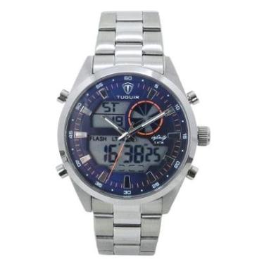 Imagem de Relógio Masculino de Aço Tuguir AnaDigi Infinity GCS-1265 Prata e Azul-Masculino