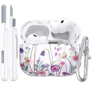 Imagem de QINGQING Capa compatível com AirPods Pro 3 (2025) com kit de limpeza, mosquetão incluído, suporta carregamento sem fio, linda capa protetora para Apple AirPods Pro 3ª geração, para homens e mulheres