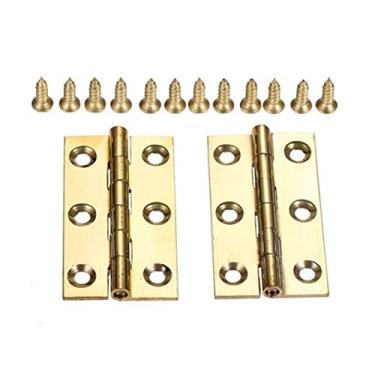 Imagem de Dobradiça decorativa de latão 2pcs dobradiça 1/15 / 2/2,5 polegadas dobradiças da porta de madeira Caixa de jóias de madeira Conjunto de móveis com parafusos YYDFPIIA (Color : C)