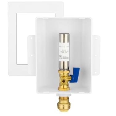 Imagem de HeSun Caixa de saída de máquina de gelo Push-to-Connect, entrada 1/2 polegada Pushfit x saída 1/10.2 cm Conexão de compressão OD, com prendedor de martelo de água de aço inoxidável