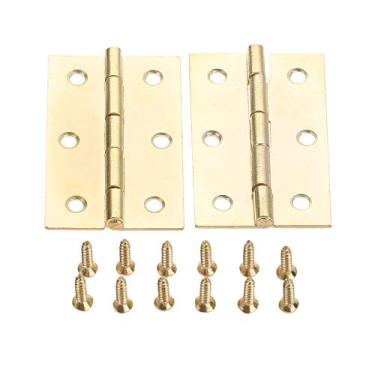 Imagem de 2 pcs 63 * 40mm antiguidade de liga de zinco de zinco dobradiça da porta dobradiça da porta dobradiça jóias vintage caixa de madeira decorativa dobradiças com parafusos YYDFPIIA (Color : Gold)