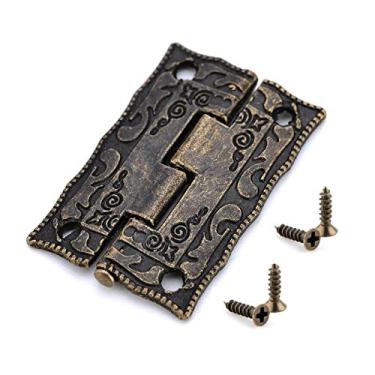 Imagem de 10 pcs antique bronze dobradiças porta gaveta decoração dobradiça vintage para jóias hardware de móveis de caixa de madeira YYDFPIIA