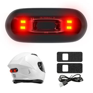 Imagem de JAGASOL Lanterna traseira de LED para capacete de bicicleta, luz traseira de LED para capacete de motocicleta, luz de aviso de segurança para equitação noturna, bateria recarregável e à prova d'água