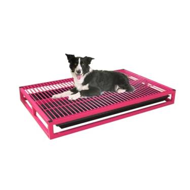 Imagem de Bandeja de treinamento de vaso sanitário para cães, bandeja interna e externa para treinamento de filhotes de cachorro, vaso sanitário portátil para cães pequenos e médios (52 cm, vermelho rosa)