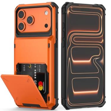 Imagem de Nvollnoe Capa compatível com iPhone 17 Pro Max com suporte para cartão [loja 5 cartões] Capa carteira resistente à prova de choque de camada dupla com compartimento para cartão oculto grande capa de