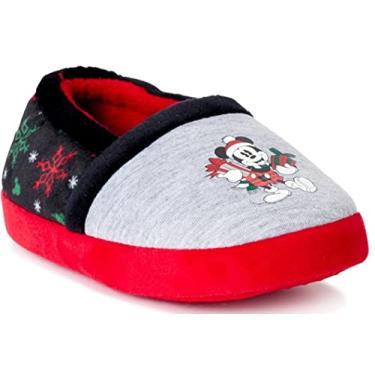 Imagem de Disney Pantufas de Natal do Mickey Mouse para meninos em caixa de presente de Natal, Cinza/vermelho/preto, 9-10 Toddler
