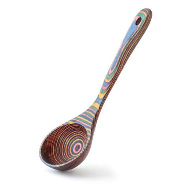 Imagem de Gudamaye conchas de sopa profunda arco-íris pakkawood, concha de pakkawood, concha de sopa grande de 10,6 polegadas para cozinhar, colheres de concha profunda, concha de madeira, conjunto de