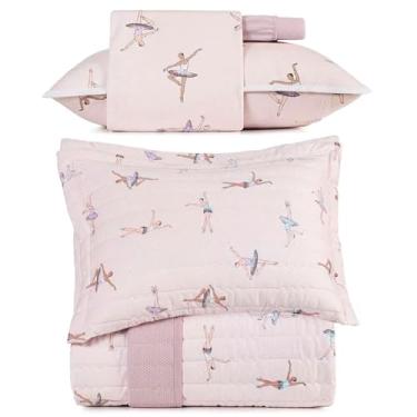 Imagem de Kit Colcha e Lençol Solteiro Infantil Mundo Kids Malha Fio Penteado Altenburg Cama 100% Algodão 4 Peças (Doce Plie)