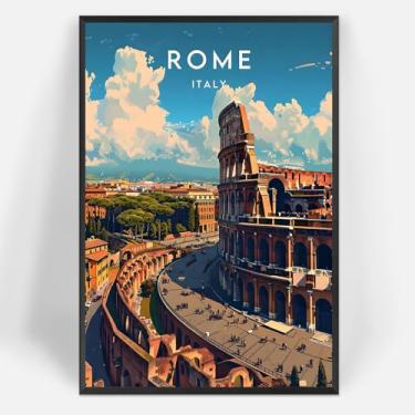 Imagem de Pôster em tela de viagem de Roma na moda, Coliseus, história, edifícios, arte de parede, pintura de paisagens da cidade da Itália, para sala de estar, quarto, dormitório, decoração de parede, 20 x 30