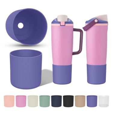 Imagem de Bota superior de 2 peças, compatível com Owala Freesip Sway, 850 g e 1,134 g, alta antiderrapante, evita arranhões, capa protetora para garrafa de água e copo Sway