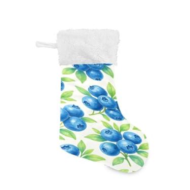 Imagem de Blueangle 1 pacote de meias de Natal com padrão de mirtilo em aquarela de 48 cm para decorações de festas de fim de ano, porta-presentes e meias (170)