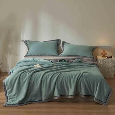 Imagem de Cobertor de lã cobertor ponderado cobertores e mantas fofas mulheres homens para cama adulto casal solteiro para sofá inverno grosso, quente, macio e confortável outono (azul, 150 x 200 cm)