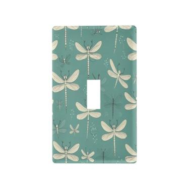 Imagem de Blueangle Capa para placa de parede para interruptor de luz - Dragonfly Summer Green Light Switch Cover decorativa placa de parede, tamanho 1 - gangue 4,53 x 2,76 polegadas (879)