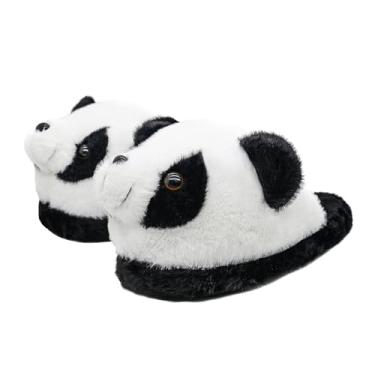Imagem de Onmygogo Chinelos felpudos de pelúcia para mulheres e homens, chinelos de inverno internos para adultos, Panda, 7-9