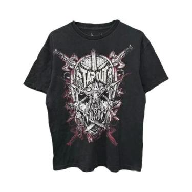 Imagem de Camiseta Oversized Retro Punk Hip Hop Masculina Com Estampa Gráfica Do