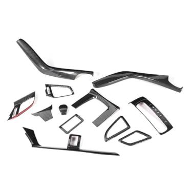 Imagem de aqxreight Kit de Decoração de Controle Central de 12 Unidades/Conjunto de Fibra de Carbono Padrão Botão de Engrenagem Guarnição Tampa de Saída de Ar Adequada para 10th 16-19 para Carro, Mas Não