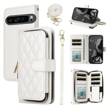 Imagem de Furiet Argyle Capa carteira para Google Pixel 9/9 Pro/10/10 Pro 5G com alça de pulso/ombro compartimentos para cartão com zíper bolsa de luxo couro PU suporte capa de telefone para Pixel9 9Pro/Pixel10