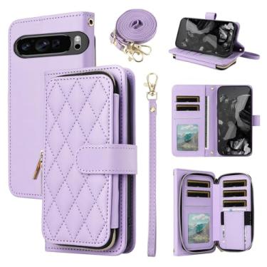 Imagem de Furiet Argyle Capa carteira para Google Pixel 9/9 Pro/10/10 Pro 5G com alça de pulso/ombro compartimentos para cartão com zíper bolsa de luxo couro PU suporte capa de telefone para Pixel9 9Pro/Pixel10