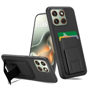 Imagem de Capa de telefone compatível com Motorola Moto Edge 70/Moto X70 Air, suporte magnético multifuncional dobrável para cartões/compartimentos para suporte/suporte, capa protetora à prova de choque para