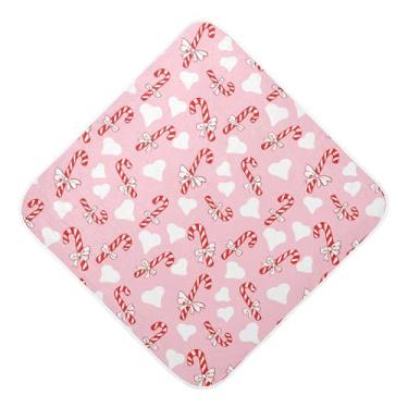 Imagem de Burbuja Toalha de banho para bebês Candy Cane - Toalha com capuz de musselina macia e absorvente para recém-nascidos, 76 x 76 cm