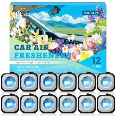 Imagem de STRN Ambientador de carro, 6 carros novos, 6 aromas de talco de bebê, clipes de ventilação de ambientador de carro, 12 pacotes variados, aromatizadores de ar de longa duração, fragrância de acessórios