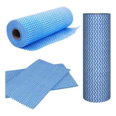 Imagem de Panos de Limpeza dompestica Multiuso Descartáveis, Rolo com 50 Unidades, 25x30cm Cores Sortidas (Azul)