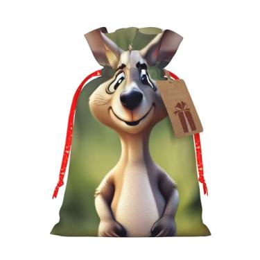 Imagem de Canguru Zoo de desenho animado engraçado (1) sacos de presente com cordão de Natal para presente de festa de casamento, Natal, aniversário, festa de casamento