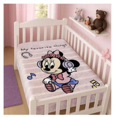 Imagem de Cobertor de Bebe Infantil Raschel Plus Disney Minnie e Mickey Macio - 