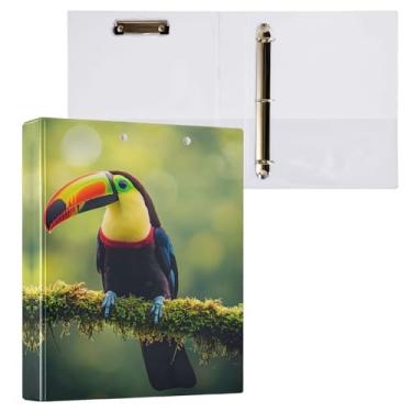 Imagem de STAYTOP Organizador de fichário redondo de tucano, fichário de 3 anéis com prancheta (carta A4), fichário fofo para material de escritório escolar