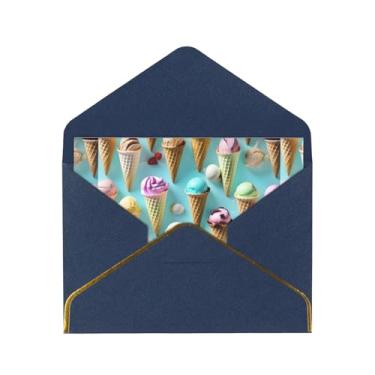 Imagem de SKKNT Cartões comemorativos impressos em cones de sorvete para todas as ocasiões, convites de festa de aniversário de casamento, 12,7 x 15,2 cm