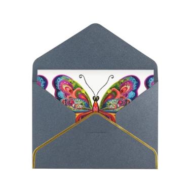 Imagem de SKKNT Cartões comemorativos bordados com estampa de borboleta colorida para todas as ocasiões, convites de festa de aniversário de casamento, 12,7 x 15,2 cm