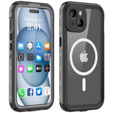 Imagem de LOVE BEIDI Capa para iPhone 15 à prova d'água | Capa de telefone à prova de choque à prova de poeira com protetor de tela - transparente