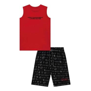 Imagem de Luc Boo Conjunto Regata e Bermuda Nylon Vermelho-Masculino