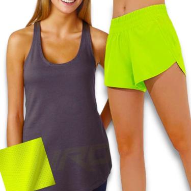 Imagem de Conjunto Camiseta REGATA DRY FITNESS + Short TACTEL FEMININO Academia Corrida Yoga PLT 588-Feminino