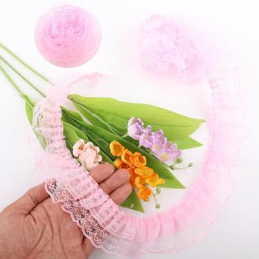 Imagem de KEJNYT Acabamento de renda branca com babados para artesanato, 10 jardas, 45 mm, 4,6 cm de largura, 2 camadas de tecido de fita de renda com borda plissada de organza de nylon para costura DIY